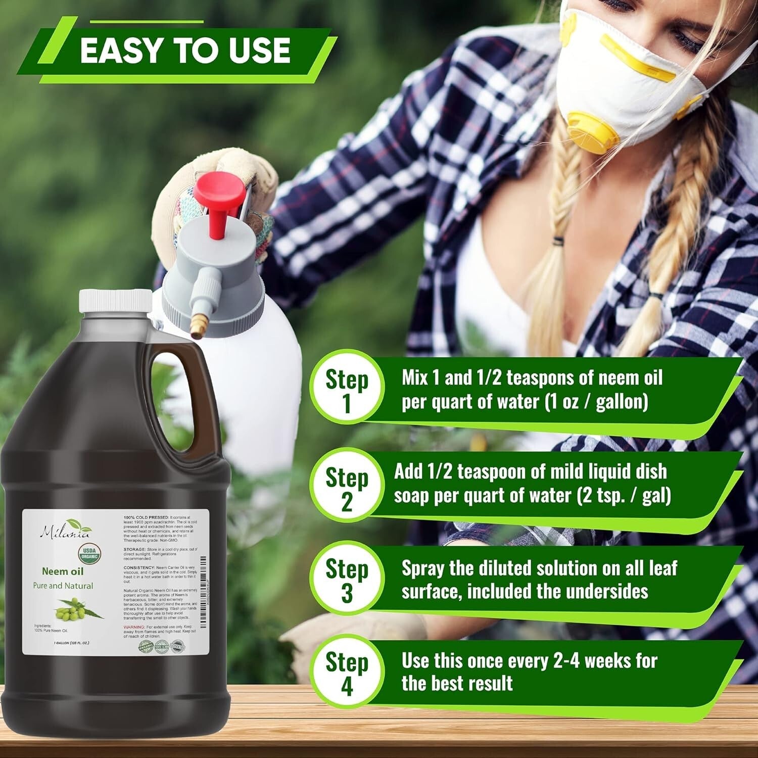 Exceptional Quality Organic Neem Oil - 1 Gallon Cold Pressed, Natural & Safe