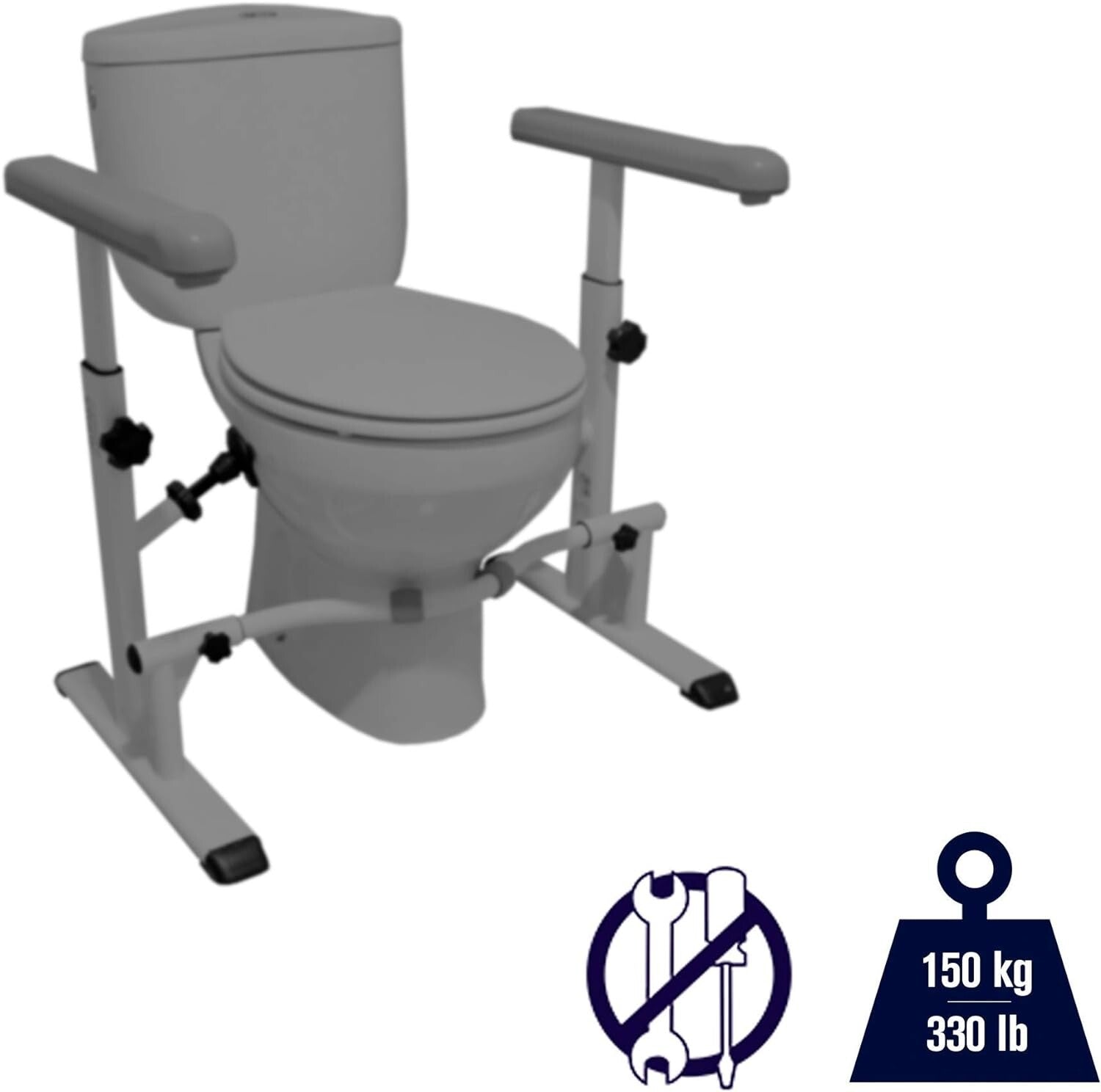 Sturdy Steel Toilet Frame with Adjustable Armrests for Elderly & Pregnant Women