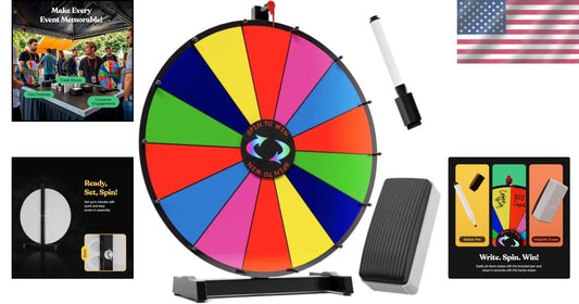 Durable 14-Slot Prize Wheel with Smooth Spin - Ideal for Carnivals & Trade Shows
