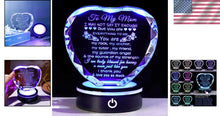 Load image into Gallery viewer, Touching Keepsake Gift for Mom - Heart-Shaped Crystal with Colorful LED Stand