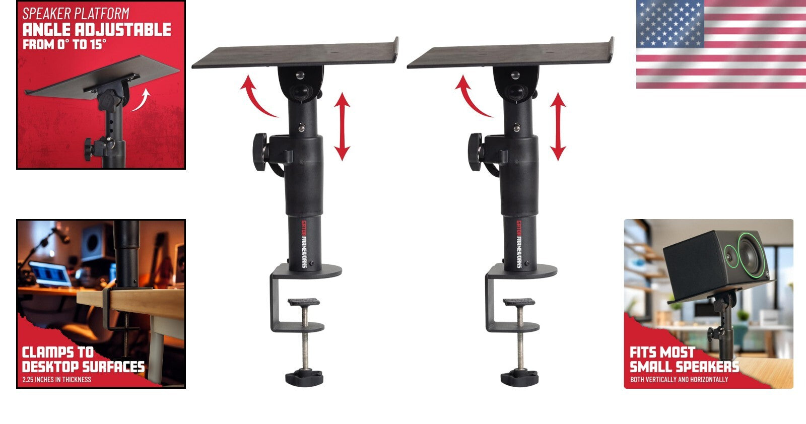 Adjustable Clamp-On Studio Monitor Stands - Elevate Your Audio Experience
