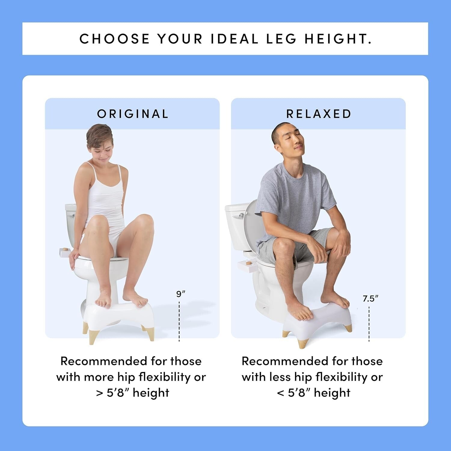 Elevated Ergonomic Toilet Stool – 9 Inches of Style for Better Bowel Health