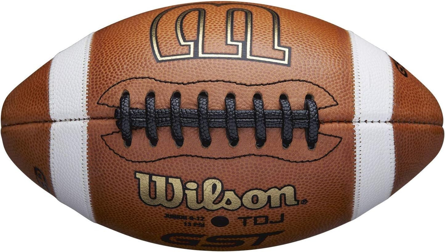 GST Leather Game Football - Junior Size, Premium Grip, Ideal for Ages 9-12