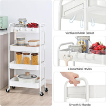 Load image into Gallery viewer, Sturdy 4-Tier Rolling Cart with Wheels - Ideal Baby, Craft, and Kitchen Storage