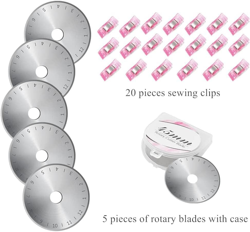 Ergonomic Pink Rotary Cutter Set for Quilting - Includes Cutting Mat & Ruler