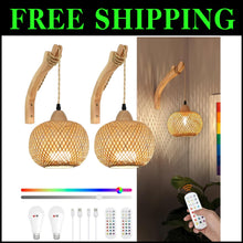 Load image into Gallery viewer, Rechargeable Boho Wall Sconces Set - Remote Controlled, 15 Colors &amp; Dimmable