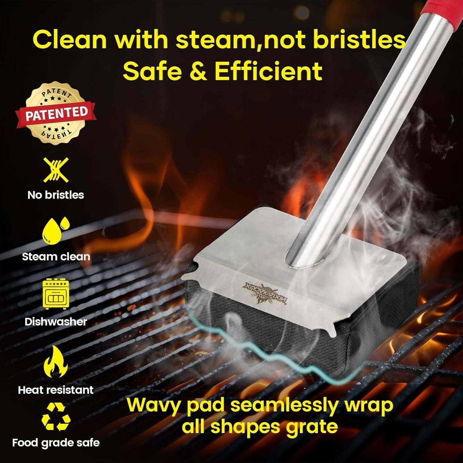 Bristle-Free Grill Brush with Replaceable Head - Safe for All Grills & Griddles