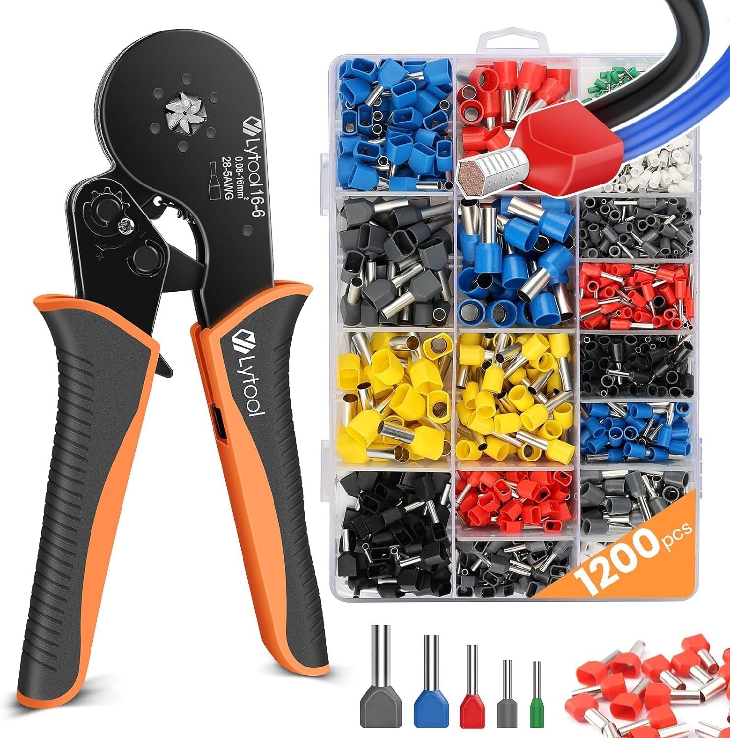 Precision Wire Ferrule Crimping Tool Kit - 1200 PCS Ferrule Connectors Included