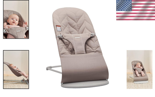 Lightweight Sand Gray Baby Bouncer with Adjustable Positions for Comfort