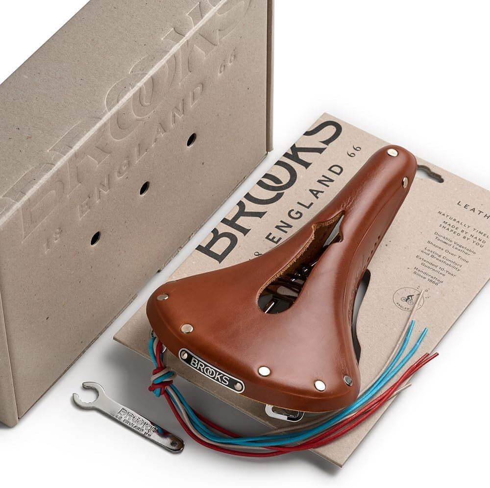 Classic B17 Carved Leather Bike Saddle - Pressure Relief and Timeless Design