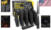 Load image into Gallery viewer, Premium 9/16-18 Spike Lug Nuts - 32 PCS Black Acorn Style for Dodge and Ford