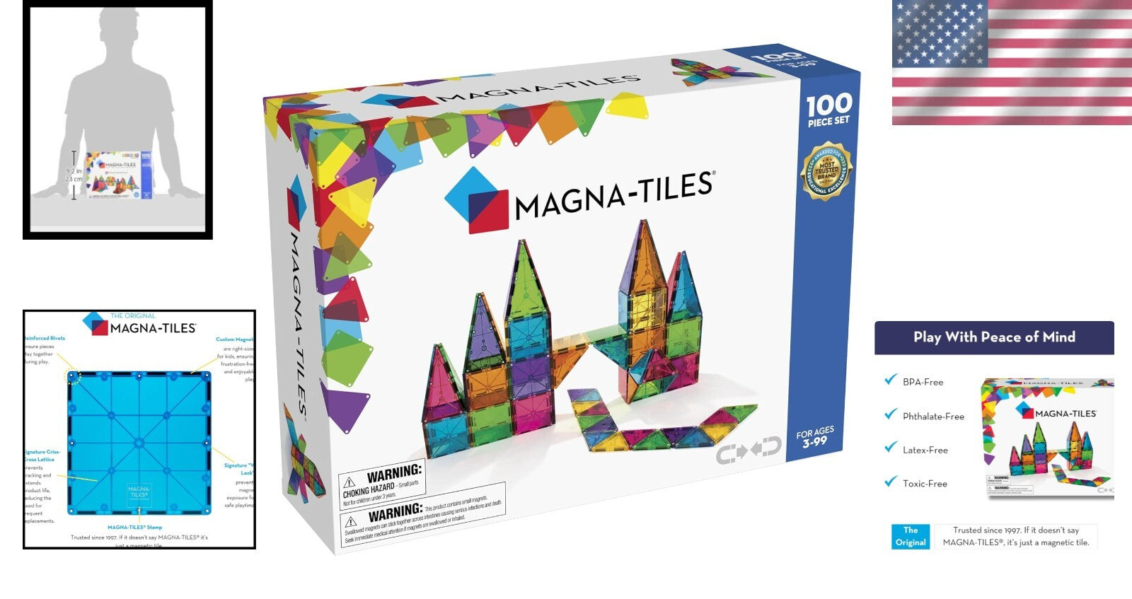 Classic 100-Piece Magnetic Building Set for Creative Learning - All Ages