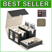 Load image into Gallery viewer, Premium Black Gold Card Deck Storage Box for 400+ Cards with Magnetic Closure