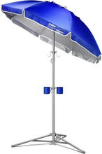 Load image into Gallery viewer, 60" Round Sun Shade Umbrella with Adjustable Tilt &amp; Accessories for Beach Fun
