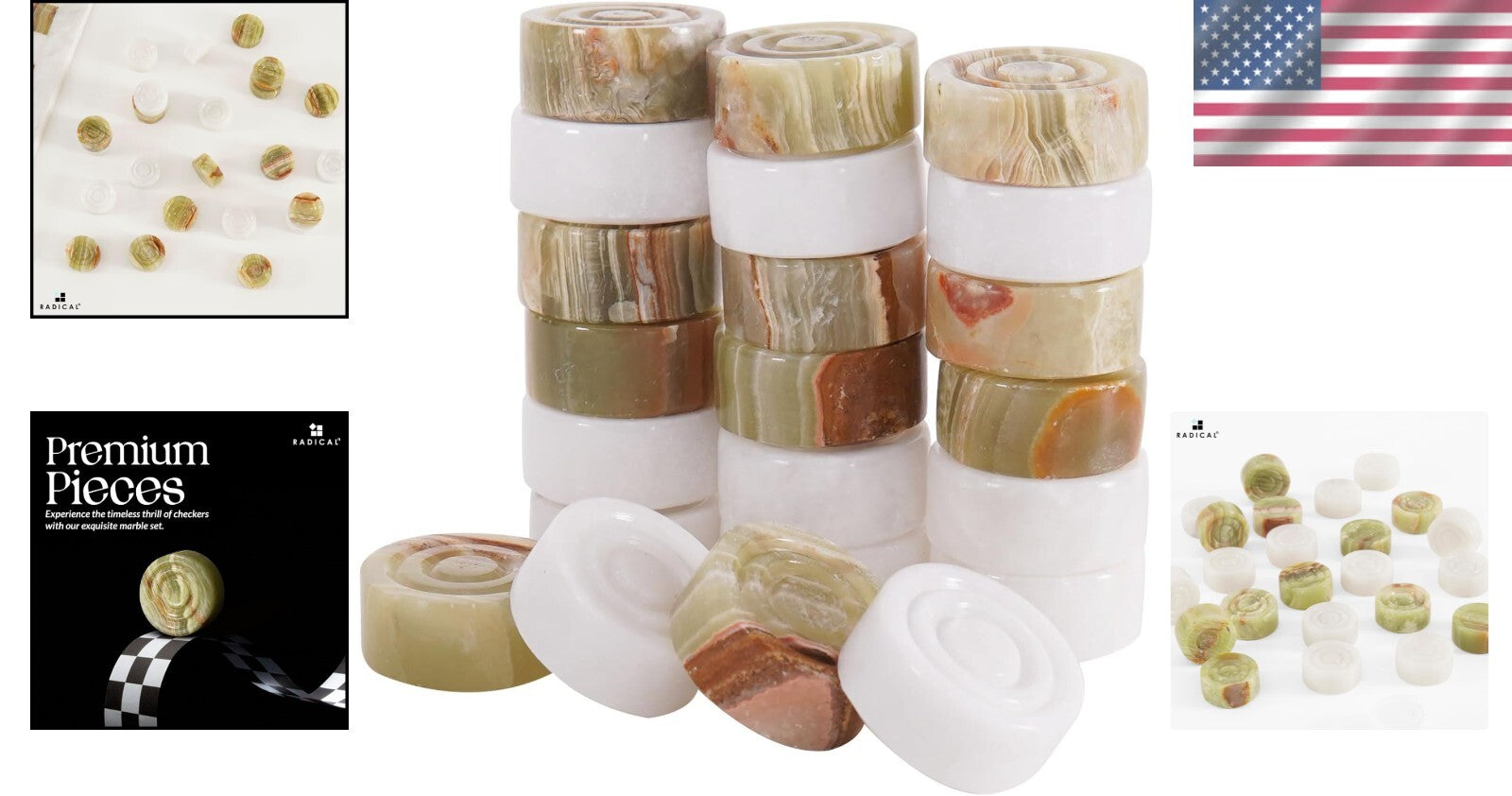 Elegant Onyx Marble Checkers Pieces - 1.25'' Handmade Luxury Game Accessories