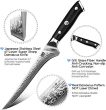 Load image into Gallery viewer, Professional 7-Inch Boning Knife with 67 Layers of Damascus Steel - Lightweight