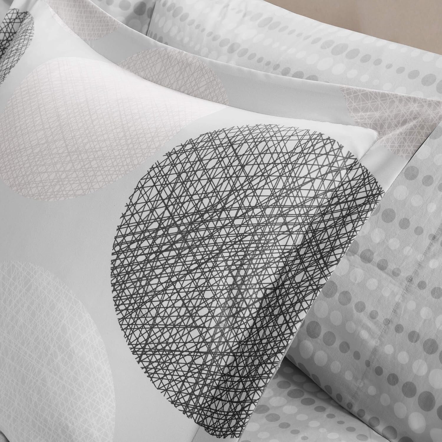 Essentials Bed in a Bag: Twin Comforter & Geometric Sheet Set, Grey/Aqua Design