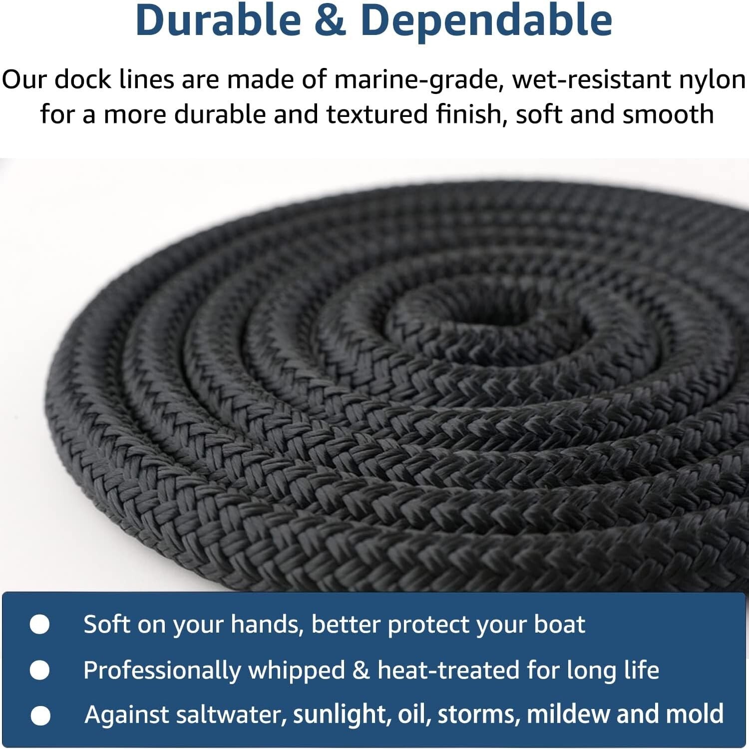 Double Braided Nylon Docking Lines 5/8" x 15' - Ultimate Strength & Durability