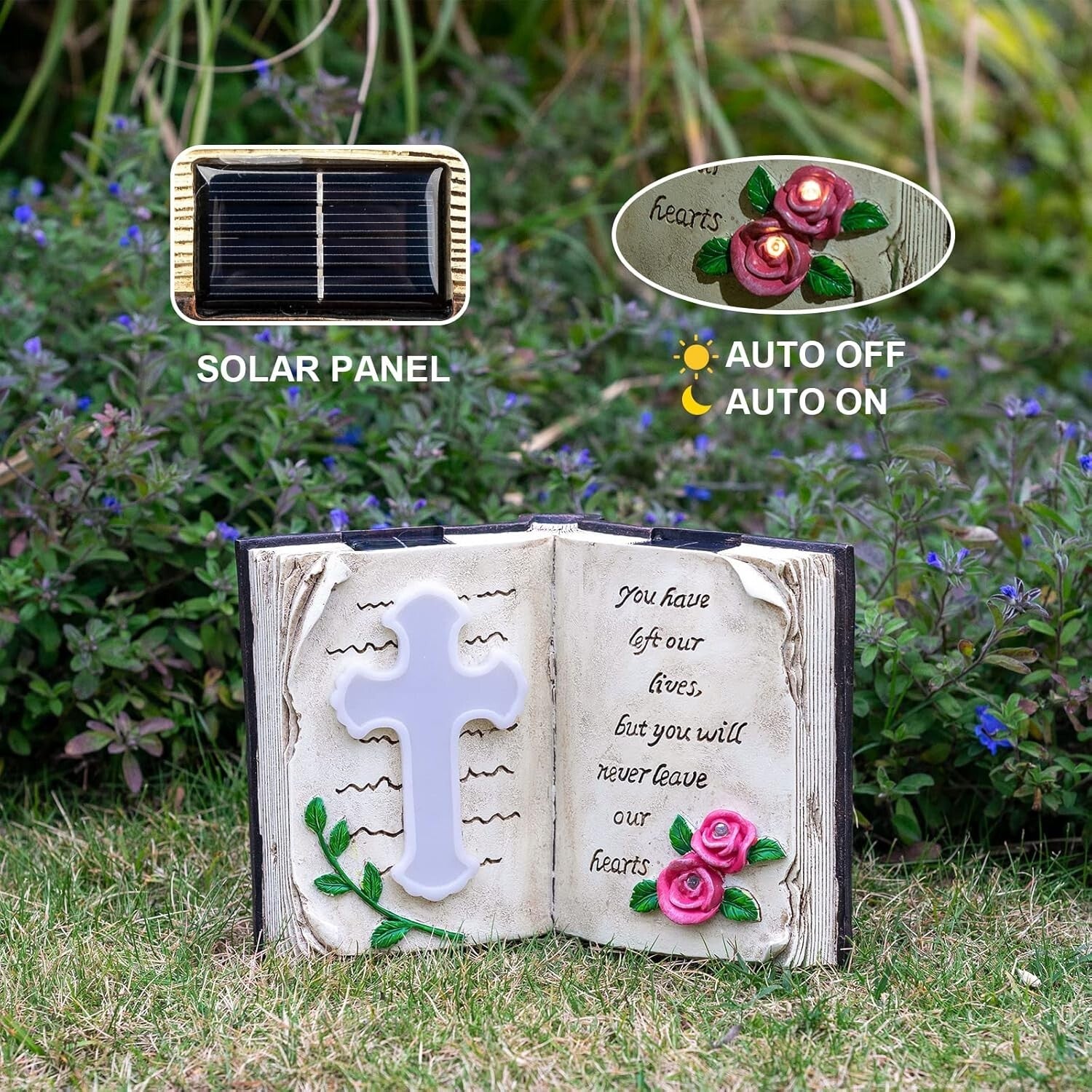 Elegant Solar Bible Cross Garden Stake Lights - Waterproof Memorial Decor
