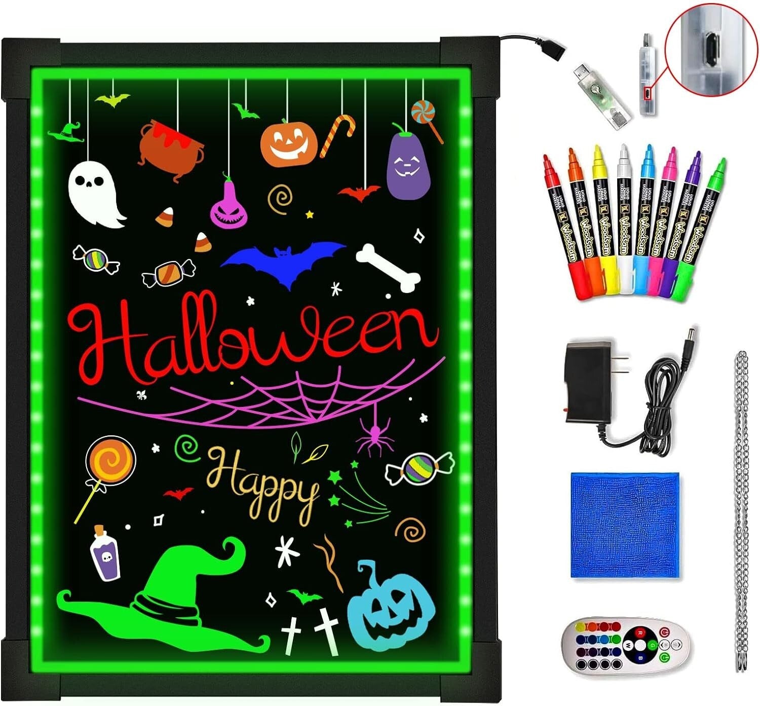 16x12 Neon Dry Erase Board with 8 Liquid Chalk Markers - Eye-Catching Messages!