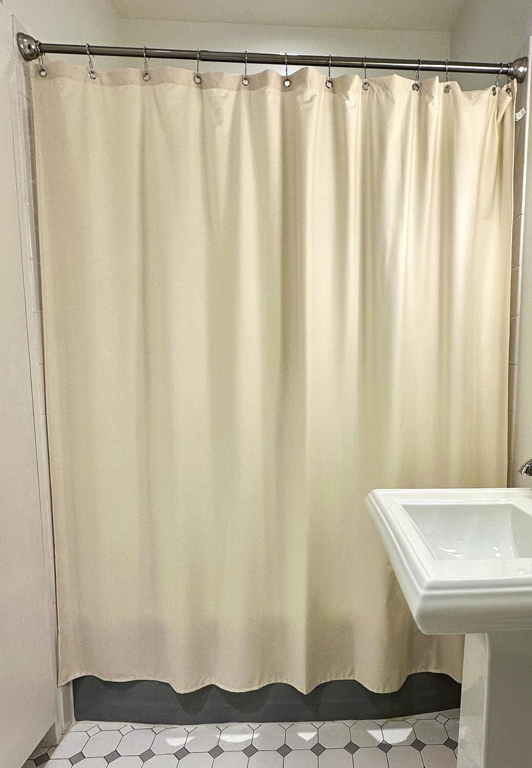 American-Made Cotton Shower Curtain Natural | 70" x 74" Perfect for Any Bathroom