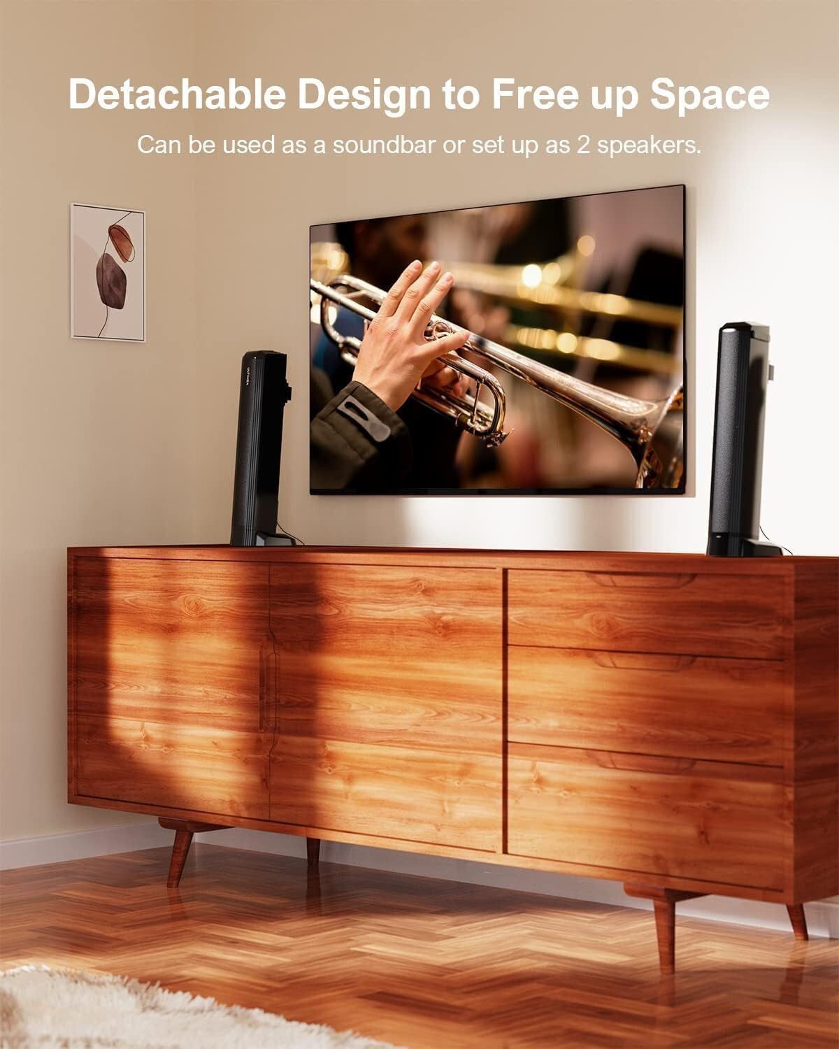 Dynamic 2.2ch Sound Bar with Detachable Design - Wall Mountable & App Control