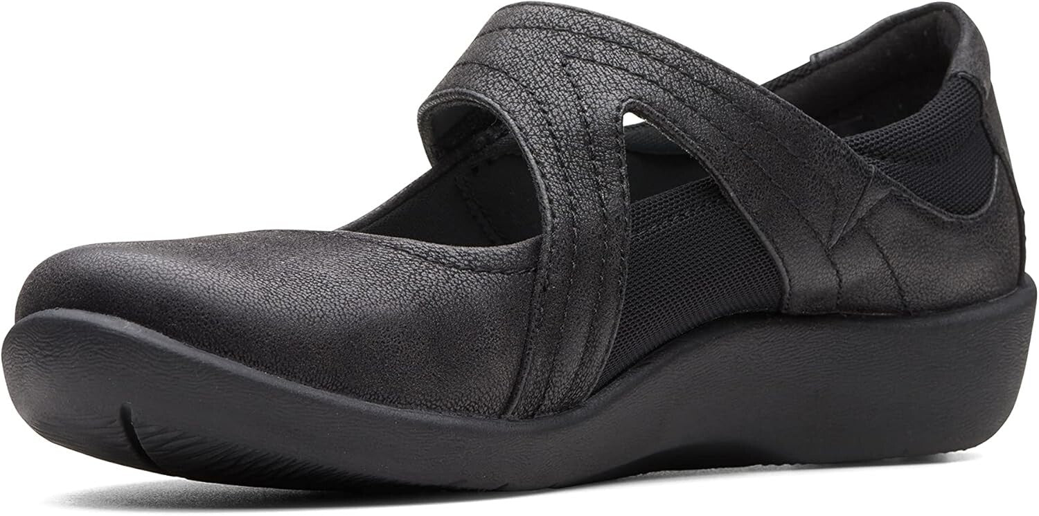 Comfortable Women's Sillian Bella Black Mary Jane Flats | Cloud Steppers Size 8W