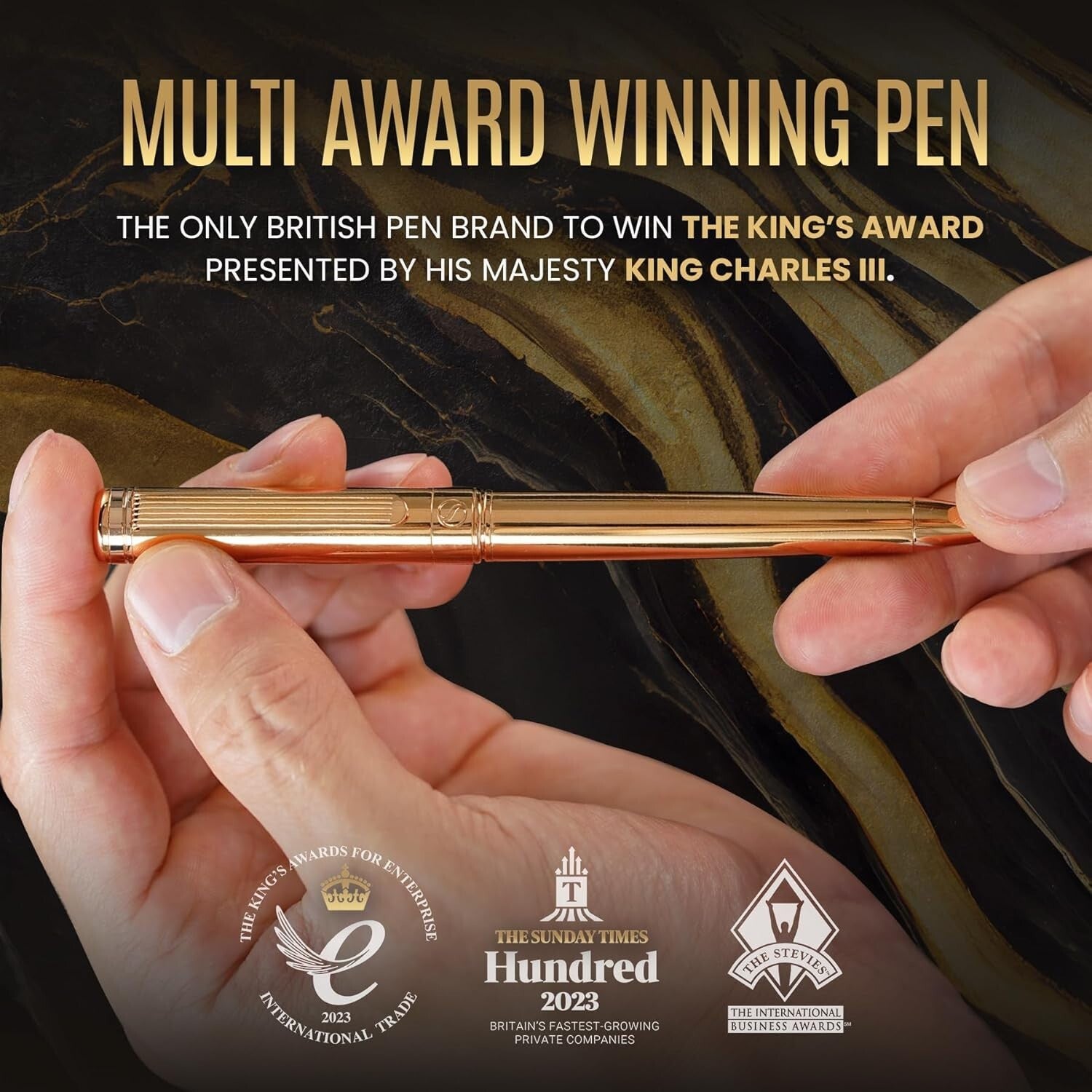 Stylish Gold Ballpoint Pen with Schmidt Black Refill - Sophisticated Design