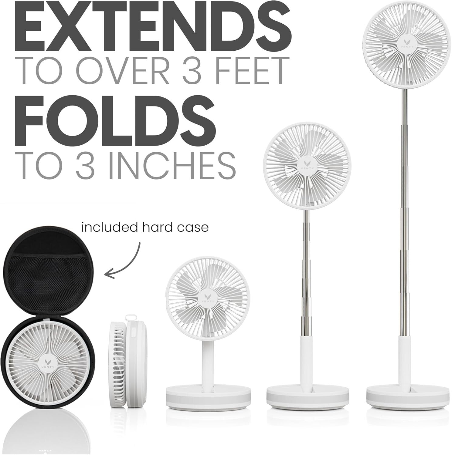Foldable White Fan with Remote & LED Light - Ideal for Outdoor Adventures