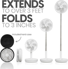 Load image into Gallery viewer, Foldable White Fan with Remote &amp; LED Light - Ideal for Outdoor Adventures
