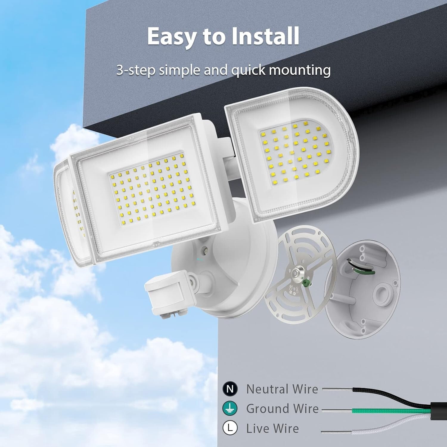 Energy-Saving 9000LM Motion Sensor LED Floodlight - Outdoor Security Solution