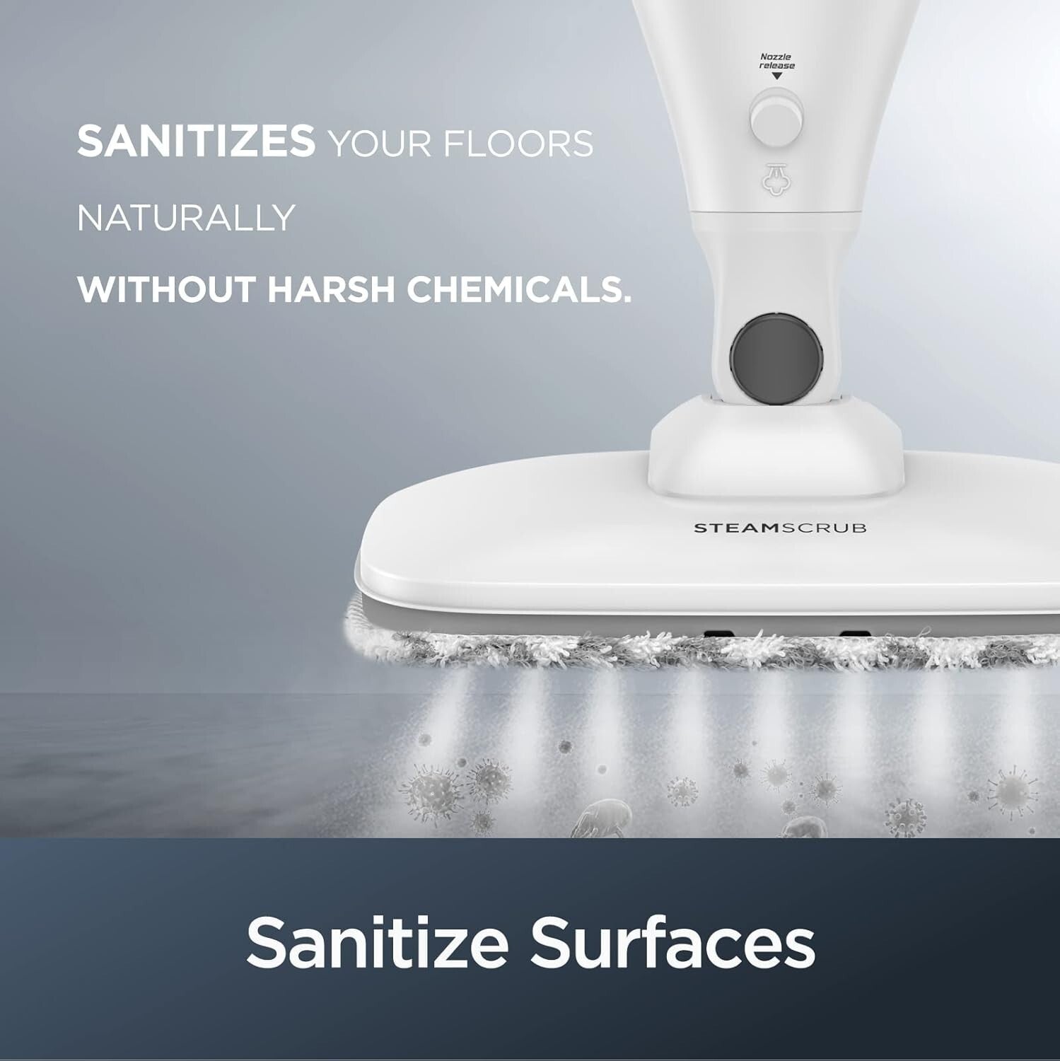 Efficient Steam Mop for Hard Floors & Rugs - Quick Heating, Lightweight Design