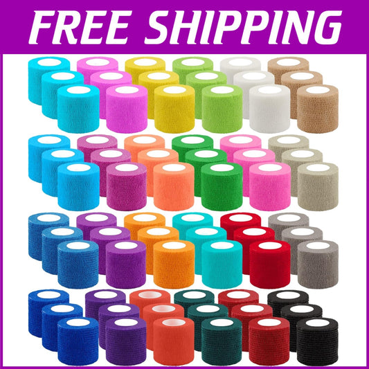 72 Rolls 2" Self-Adhesive Bandage Wrap - Colorful Stretch Bandages for All Needs