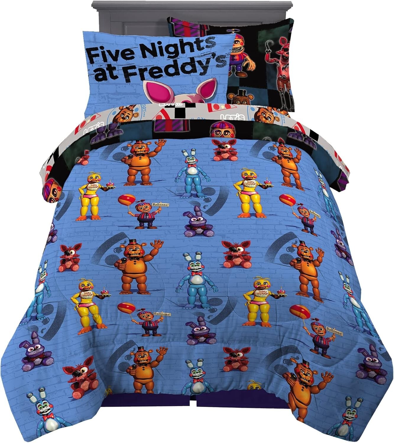 Cozy Reversible 5 Piece Kids Bedding Set - Five Nights At Freddy's Twin Size