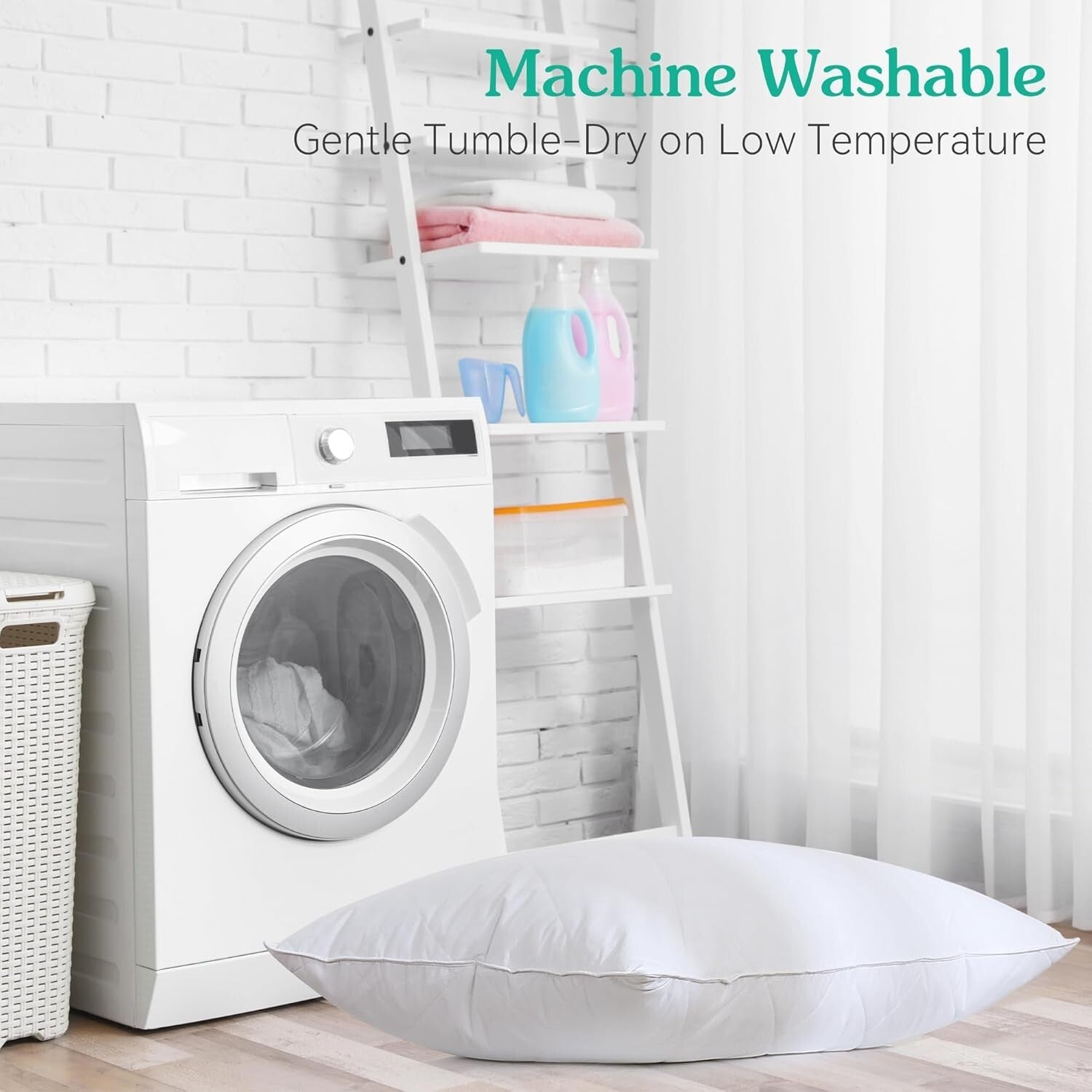 Breathable and Soft Queen Bed Pillows - 60% Goose Feather Fill, Medium Support