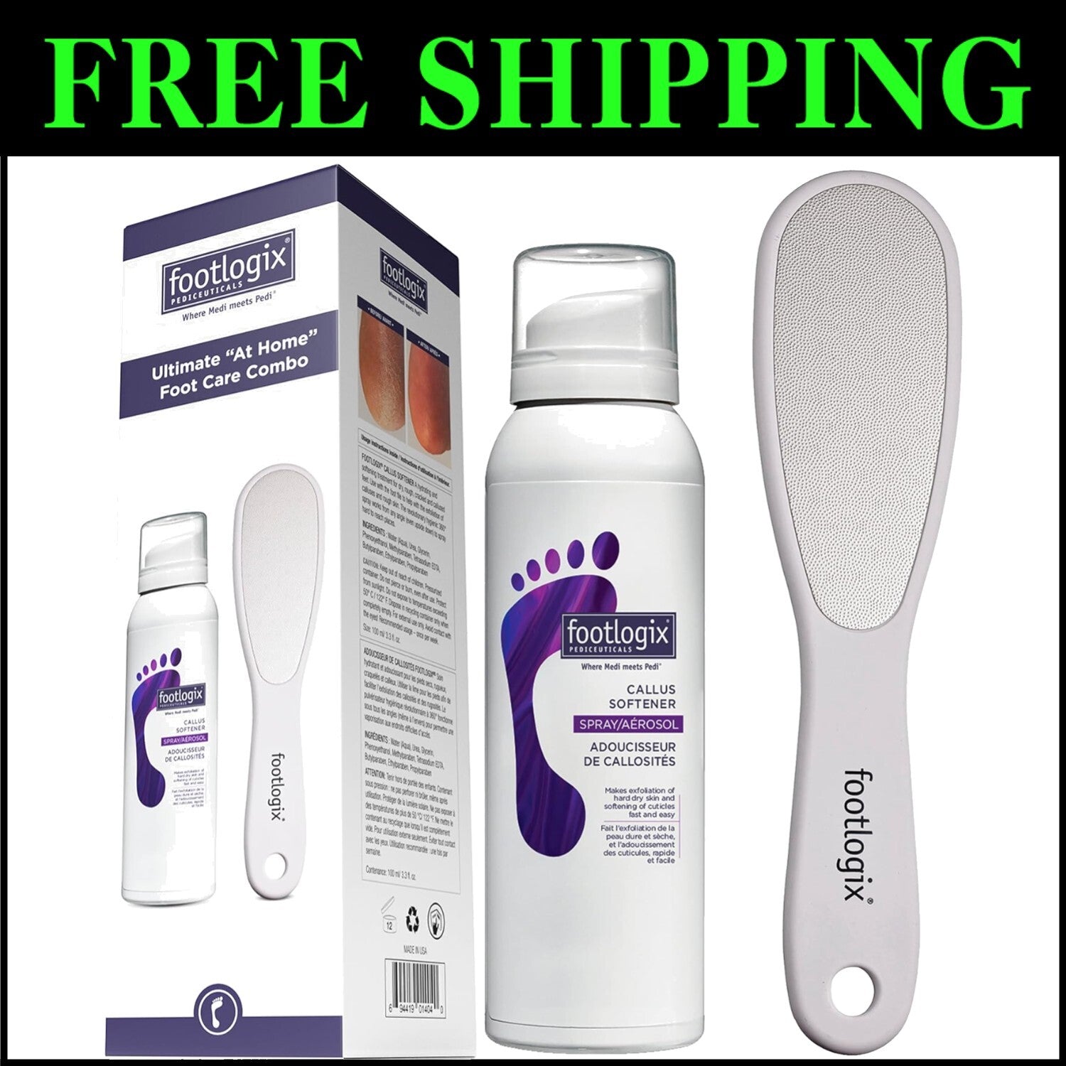 Compact Foot Exfoliator Set with Callus Spray & Double-Sided File - Travel Ready