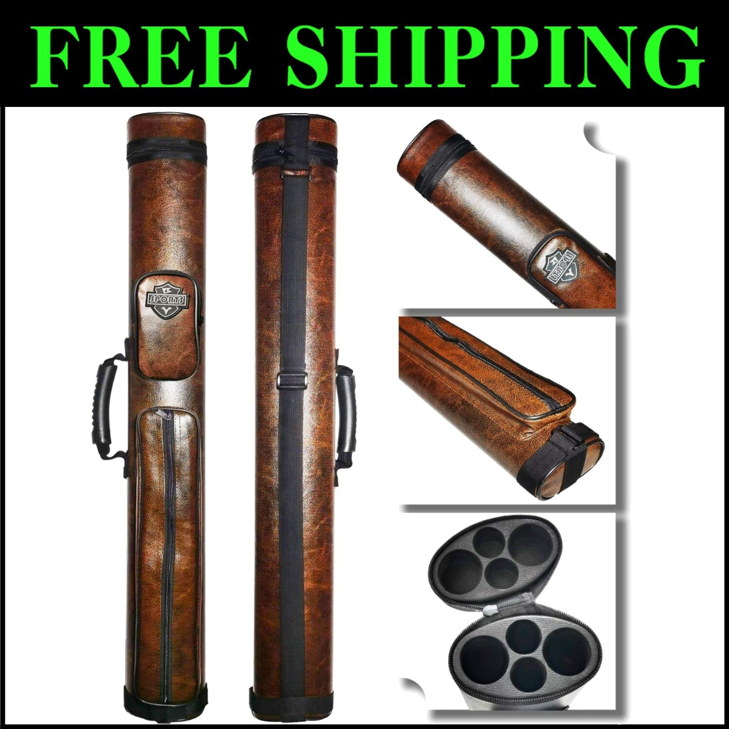Lightweight Adjustable Billiard Cue Carrying Case for 2 Cues - Stylish Storage