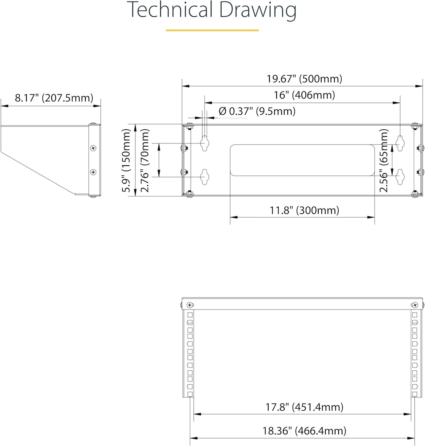 4U Vertical Wall-Mount Rack for 19" Equipment - 121lb Capacity, Durable Steel