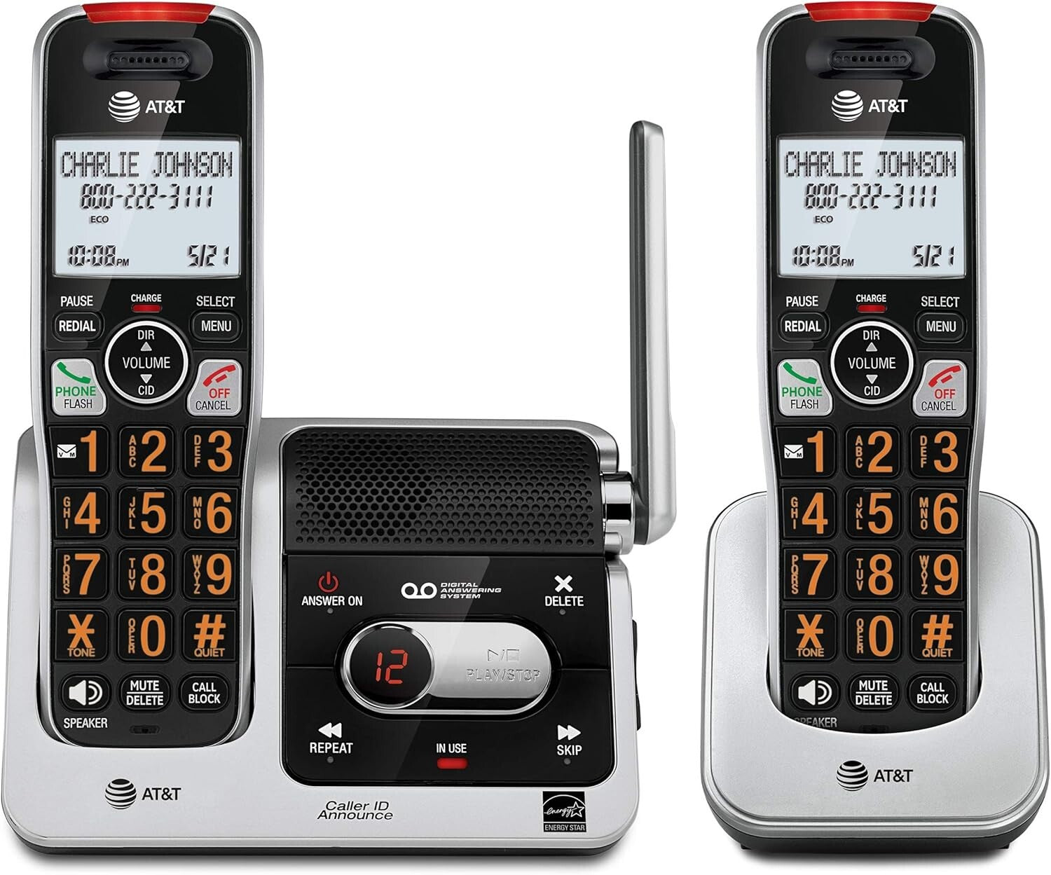 DECT 6.0 Cordless Phone System - 2 Handsets, Call Blocking & Answering Machine