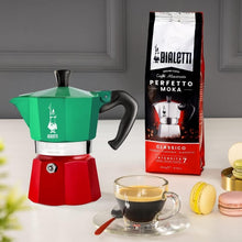 Load image into Gallery viewer, Iconic Moka Pot in Red and Green - 130ml Stovetop Espresso Maker for Travelers