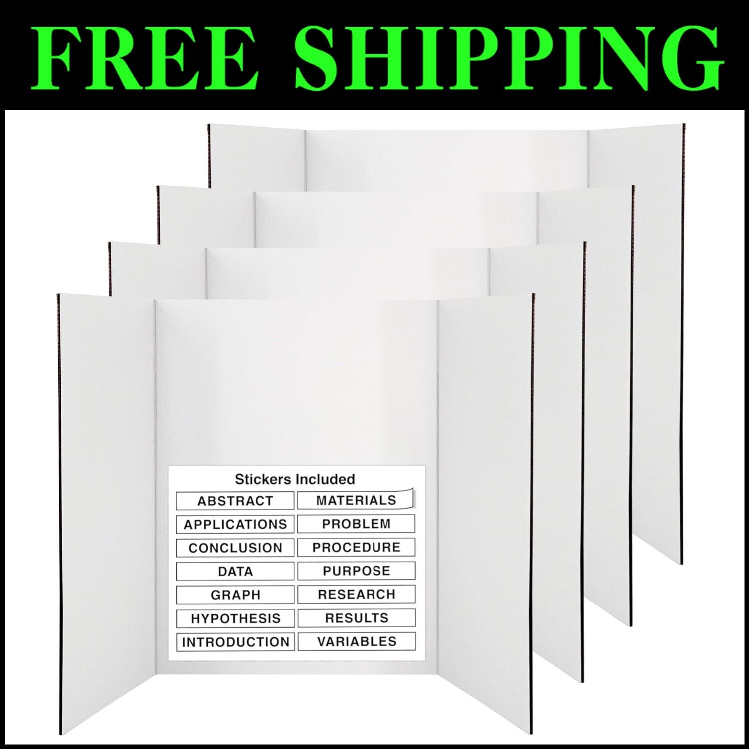 Premium White Tri-Fold Display Boards 36" x 48" - Lightweight & Portable