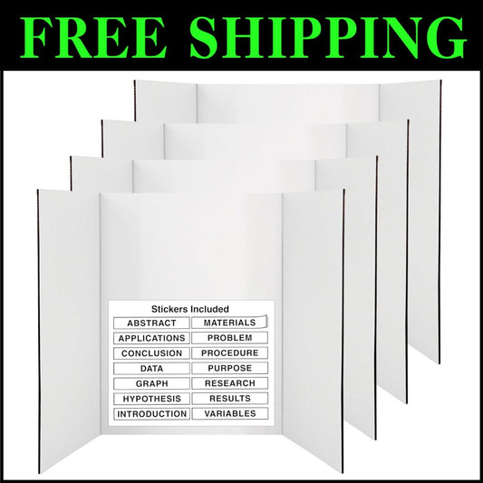 Premium White Tri-Fold Display Boards 36" x 48" - Lightweight & Portable
