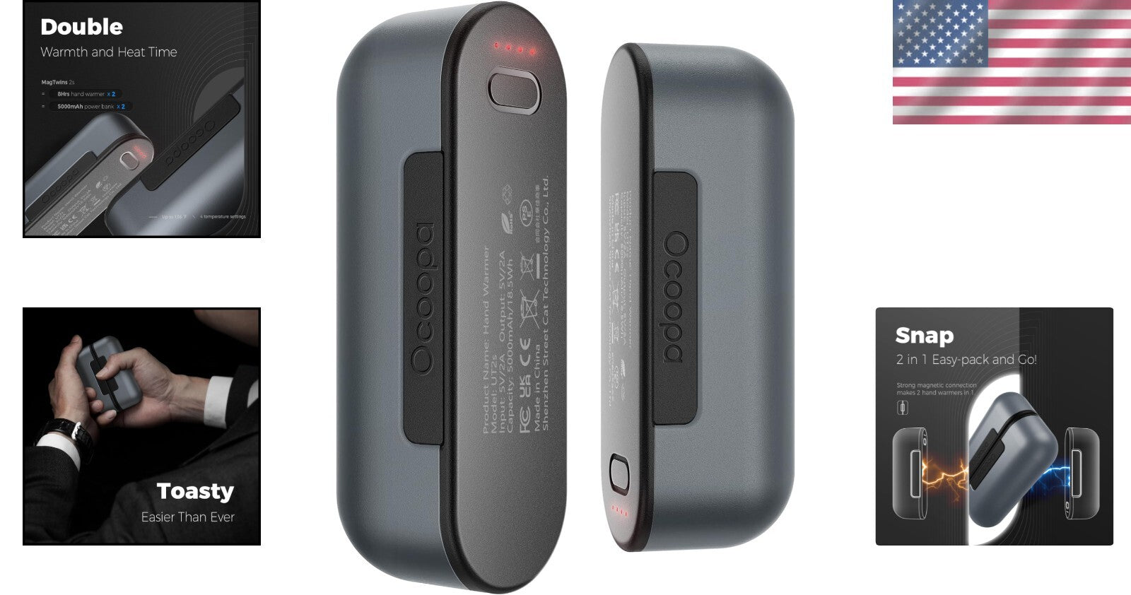 Portable Electric Hand Warmers with 4 Heat Levels - Ideal for Golf & Camping