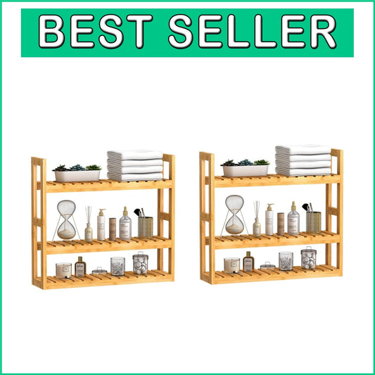 Adjustable 3-Tier Bamboo Wall Shelf for Elegant Bathroom and Living Room Storage