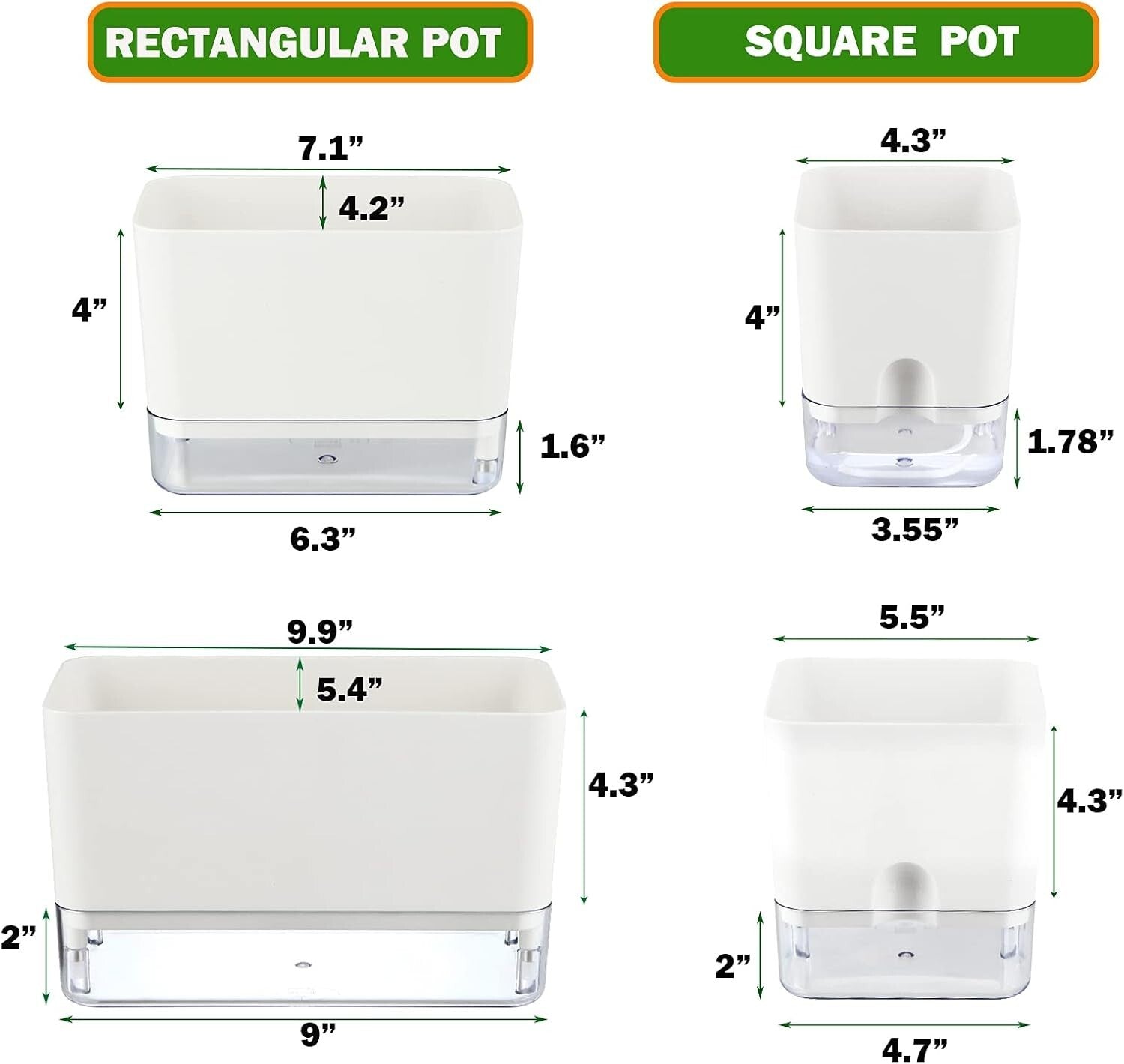 Elegant 7-Inch Self-Watering Pots for Indoor Plants – 8 Pack with Drainage Holes