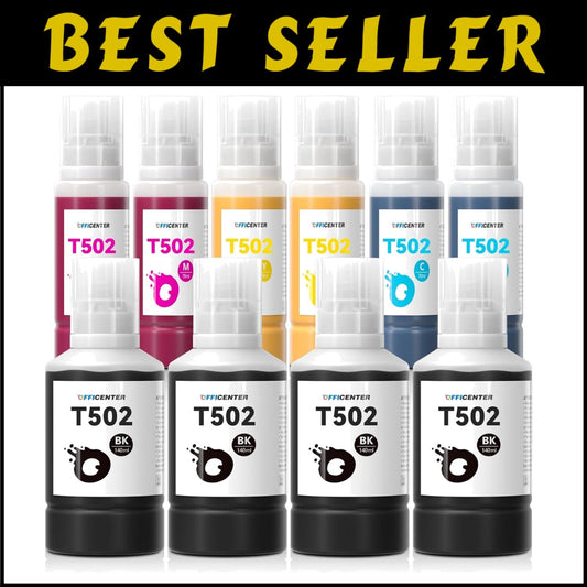 High-Capacity 10 Pack T502 Ink Refill Bottles for Ecotank & Supertank Printers
