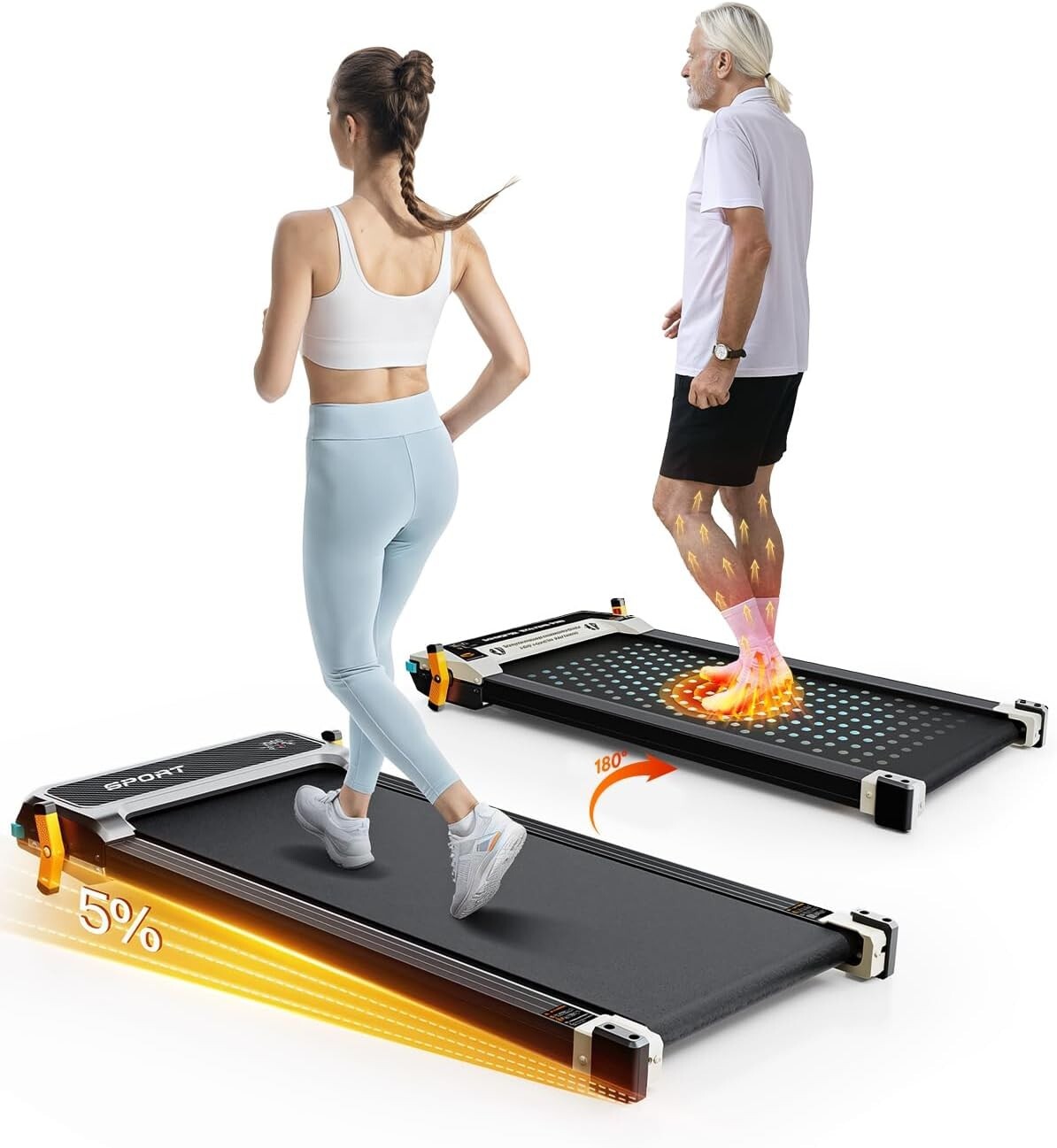Quiet 2.5HP Multi-Function Treadmill with Incline & Foot Massage for All Users