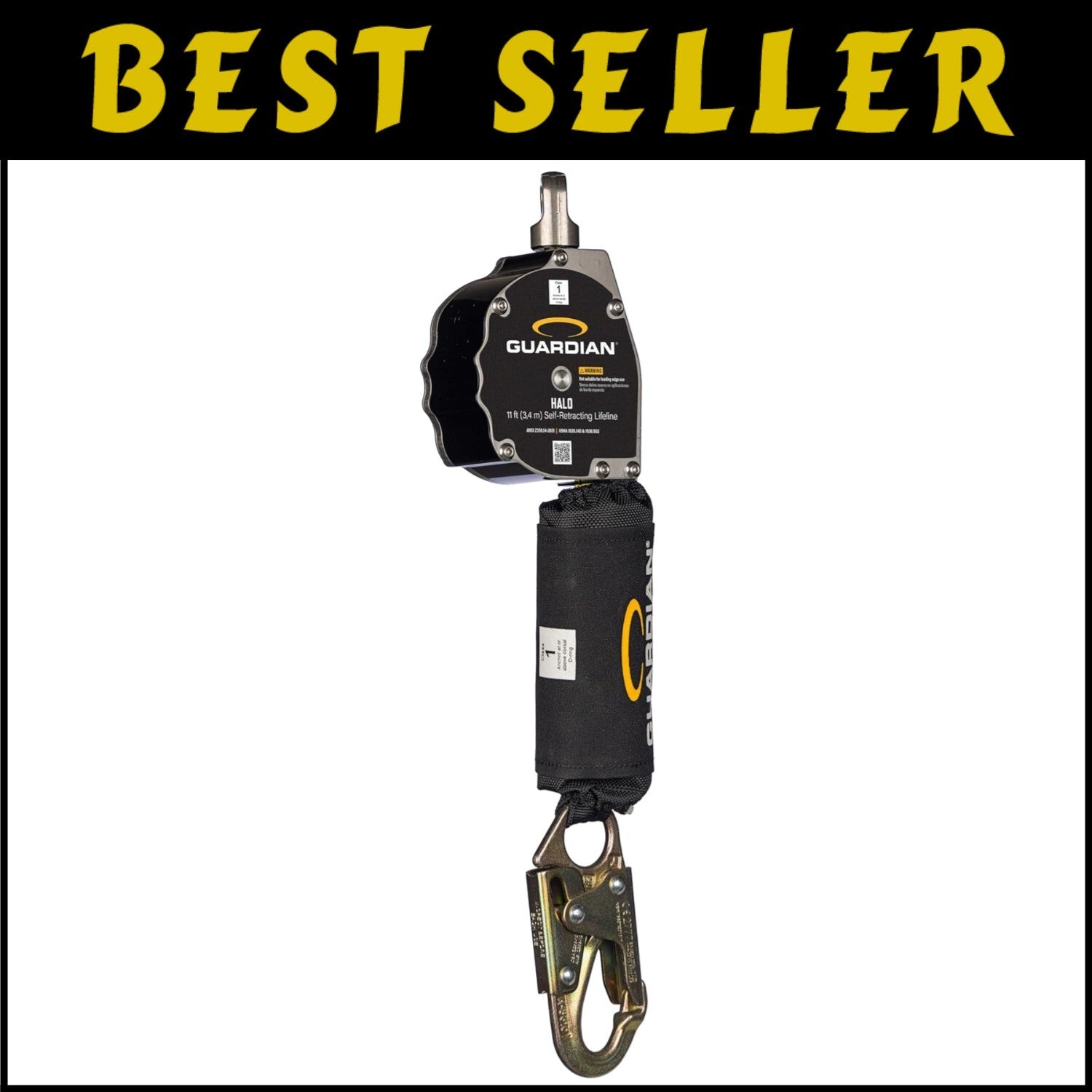 Guardian Halo SRL: 11 ft Self-Retracting Lifeline with Carabiner - ANSI Compl...