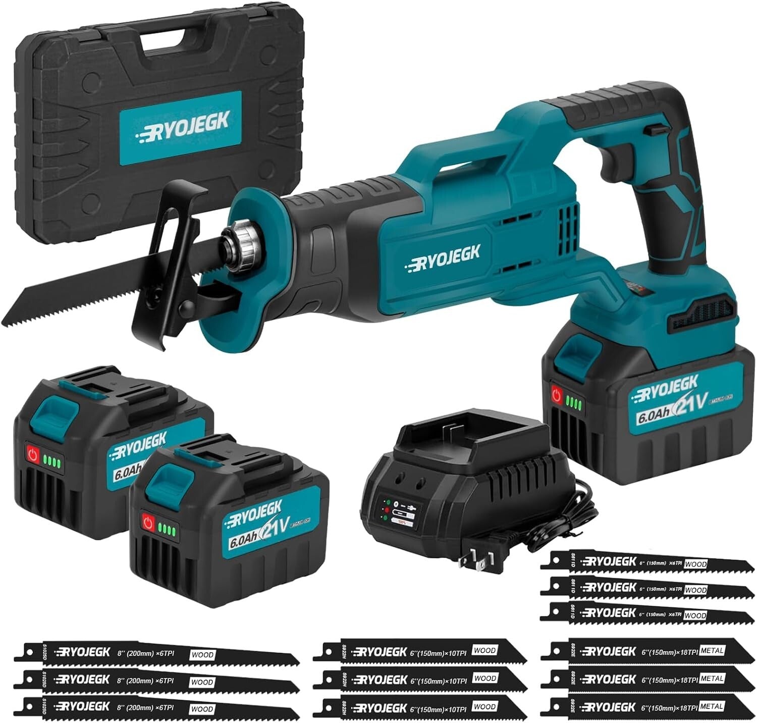 Lightweight 21V Brushless Reciprocating Saw - Cordless for Metal, Wood & PVC