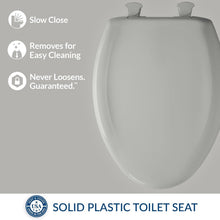 Load image into Gallery viewer, Classic Ice Grey Plastic Toilet Seat with Easy Install and Slow Close Features